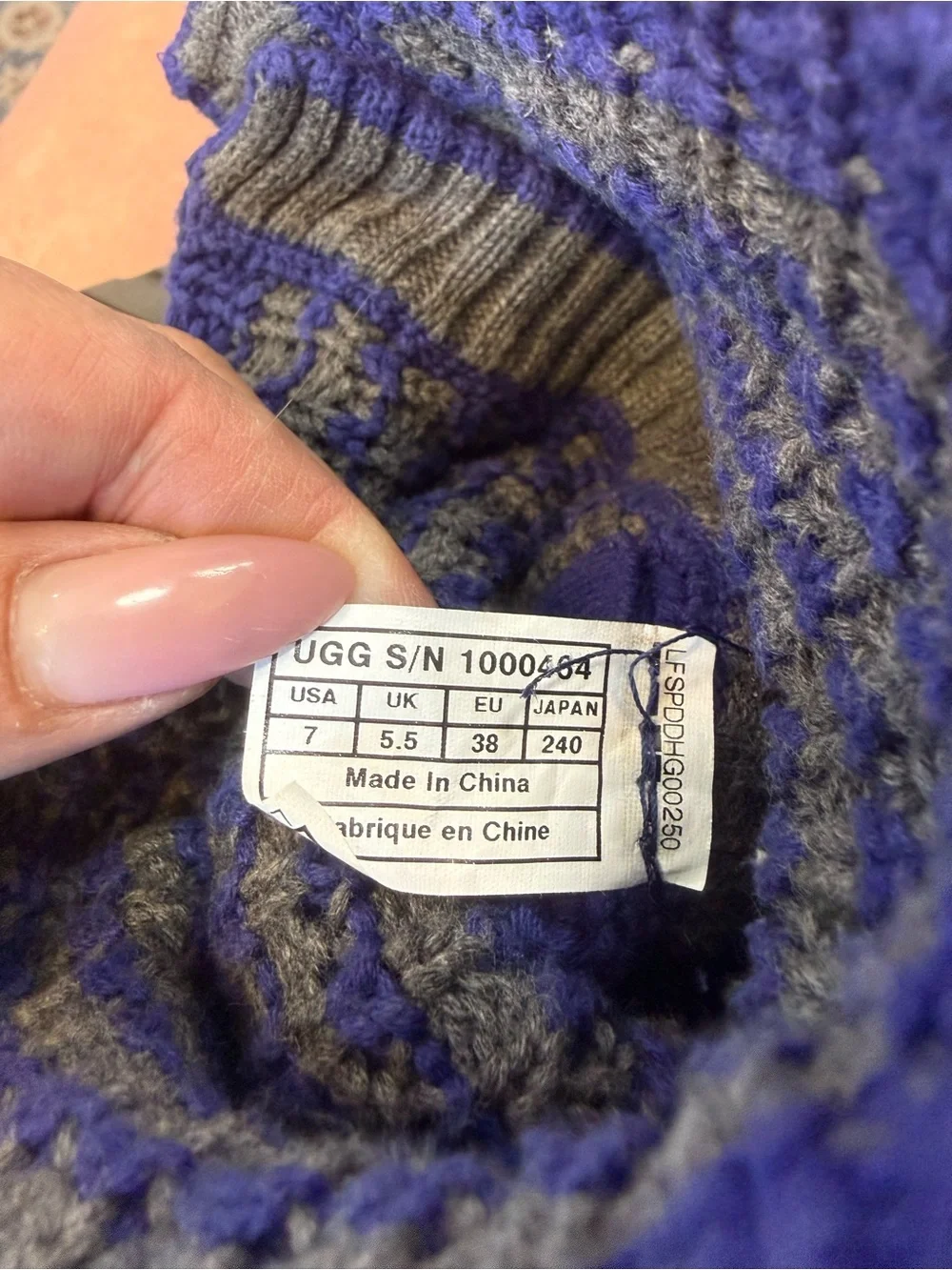 UGG Cardy Knit Button Boots Indigo Purple Women’s 7